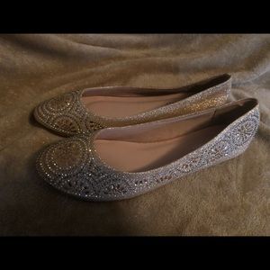 Gold sparkly flats